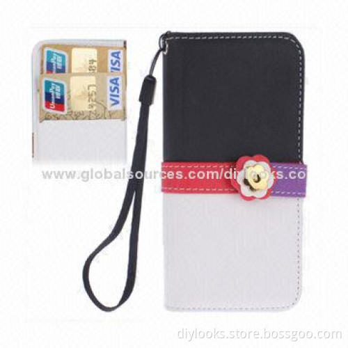 Colorful Wrist Flip Leather Mobile Phone Wallet Cases for iPhone 5/5S with Credit Card Slot
